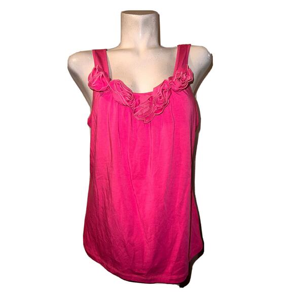 SOFT SURROUNDINGS Top Size L Pink Stretch Cotton/Modal Flower Bud Tank 22333 - Picture 1 of 5